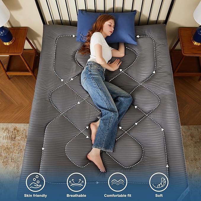 BEDLORE Twin Mattress Topper, Thick Pillow Top Pad for Back Pain Relief, Cooling Soft Mattress Cover with Deep Pockets 6-15 inch