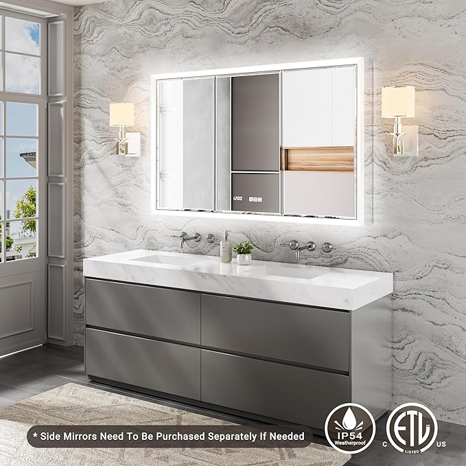 Side Mirrored Kits, 4'' W x 30'' H Decorative Side Mirrors Set of 2 for 30-Inch-Height Beveled Lighted Mirror Cabinet Surface-Mounting-Use Only (for Model-Anglora)