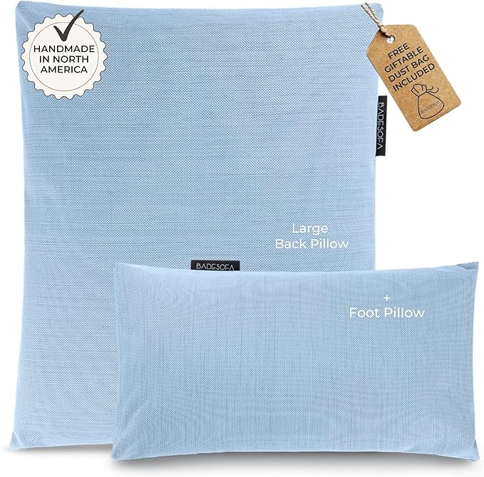 BADESOFA® Luxury Bath Pillow Set 2-Piece – Large Back Pillow & Foot Pillow for Tub – Spa-Grade Comfort for Head, Neck, Back & Feet – Quick Drying Bathtub Cushion Set in Blue