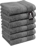 LANE LINEN 100% Ringspun Cotton Hand Towels for Bathroom Set of 6 (16"x28") - Holiday Hand Towel Set - Super Durable, Quick Dry, Soft & Highly Absorbent Hand Towels - Fade Resistant - Space Grey