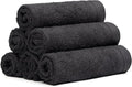 100% Cotton Washcloths Set 13” x 13” | Black Towels | Set of 6 Ultra Soft and Highly Absorbent Washcloths Sets for Bathroom, Gym, Hotel, Spa | Machine Washable Face Towel