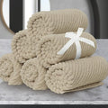 VOOVA & MOVAS Beige Face Cloths, (6PC, 13"x13") - 100% Cotton | Lightweight | Thick | Quick Dry | Soft | Absorbent, Wash Cloths for Showering & Bathroom, Bathroom Essentials, Dark Tan