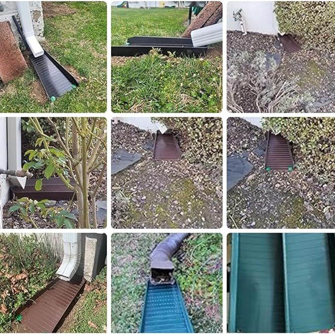 Gutter Downspout Splash Block,16.3"Drain Gutter Guard Diverter,Gutter Downspout Extensions for Water Drainage, Fixable Down Spout Drain Trays,Drainage to Protect House Foundations (2PC White)