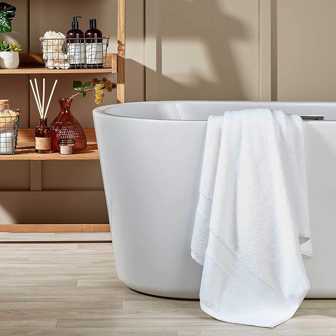 Christy Renaissance 4 Piece White Towel Set | 100% Egyptian Cotton | Luxury Bathroom Towels | Soft and Super Absorbent | 675 GSM | 2 Bath 2 Hand