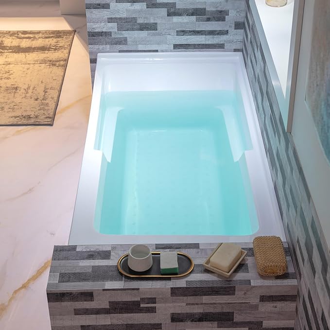 WOODBRIDGE 54" Acrylic Rectangular Alcove Soaking Bathtub in White with Right Drain, Oil Rubbed Bronze Pop-Up Drain Included BA5430R