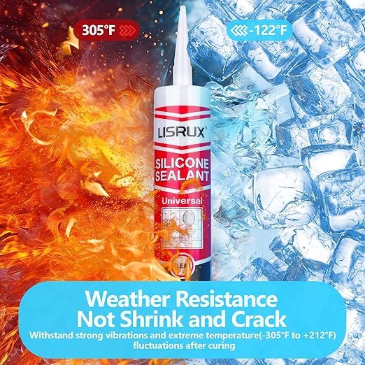 Clear Advanced Silicone Caulk & Sealant, 10Oz Cartridge, 100% Waterproof RTV Silicone Sealant for Kitchen and Bathroom, Shower, Toilet, Sink, Window and Door, Shrink & Crack Proof, 24 Pack