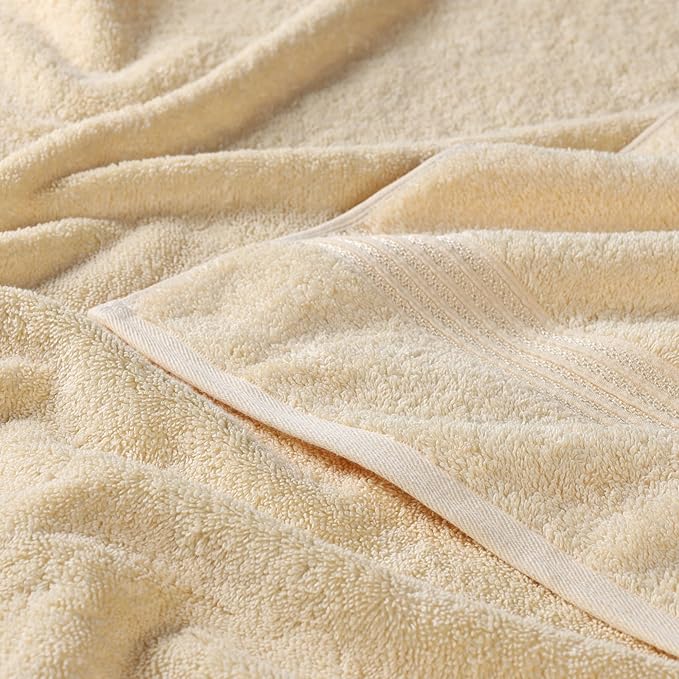 Superior Egyptian Cotton Bath Towel Set, Home Bathroom Towels, Master, Guest Bath, Decor Essentials, Quick Dry, Absorbent, Large Body Towels, Spa, Hotel, Resort, Adult, Kids, Set of 2, Canary