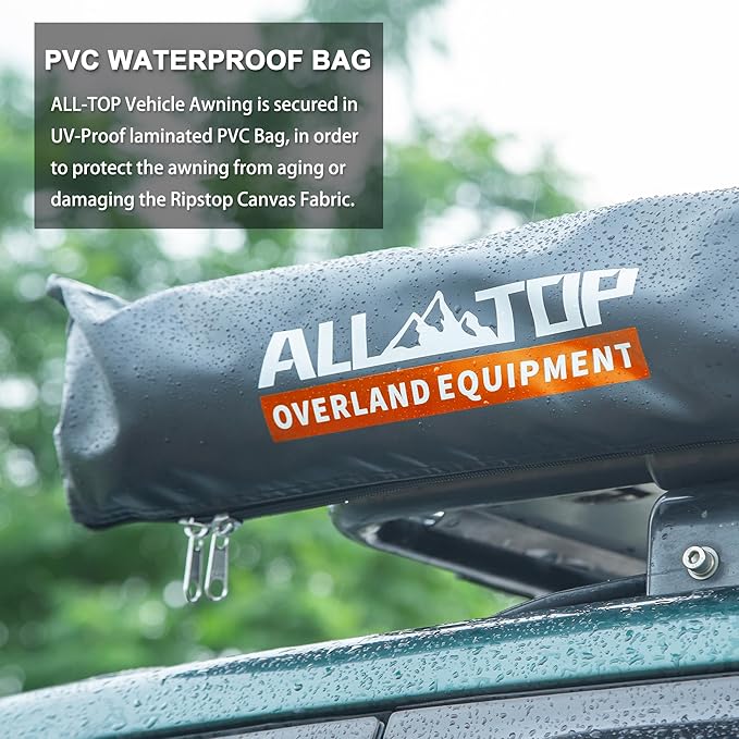 ALL-TOP Vehicle Awning 4.6'x8.2' Roof Rack Pull-Out Sun Shade UV50+, Weatherproof 4x4 Side Awning for Camping & Overland (Hardware Included)