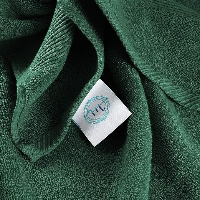 Hearth & Harbor Bath Towels for Bathroom - 100% Ring Spun Cotton Luxury Bathroom Towels - Ultra Soft & Highly Absorbent, Bath Towels Set of 10 - Hunter Green