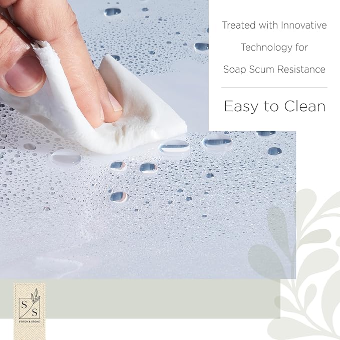 Stitch & Stone Shower Curtain Liner, Premium Lightweight Durable Waterproof 4g PEVA for Bathroom with Weighted Magnets, Standard Size 70" x 72" Frosty 2 Pack