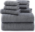 Casa Platino 100% Cotton Luxury Bathroom Towel Set - 8 Pc - Ring Spun, Quick Dry, Soft & Highly Absorbent - 2 Bath, 4 Washcloths, 2 Hand Towels - Remains Plush After Multiple Washes - Cool Grey