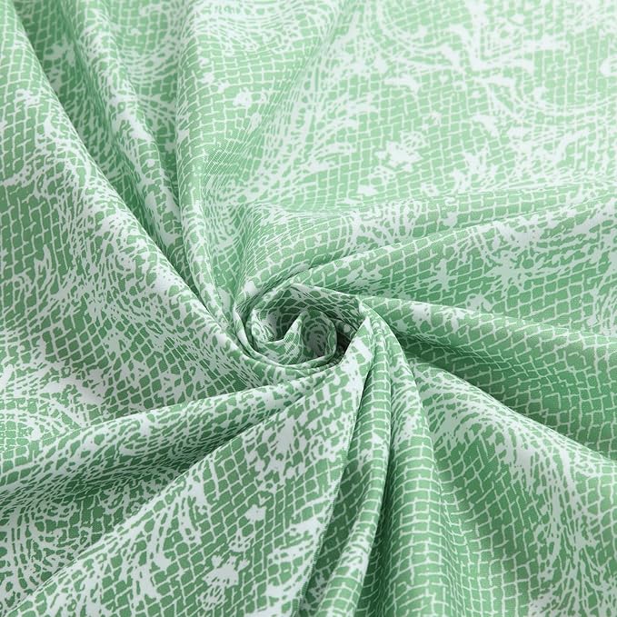 Extra Long Shower Curtain - Chantilly Lace Design, Heavyweight Polyester, Grass Green to White Ombre, 72" W x 84" H