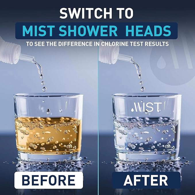 Mist Shower Filter Head for Hard Water Improves Skin, Hair, and Nails - 5 Modes High Output Filtered Shower Head with Filter Softens Water and Removes Chlorine and Heavy Metals, Chrome