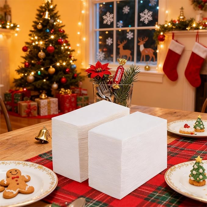 200 Pack Disposable Guest Towels Soft and Absorbent Linen Feel Paper Hand Towels Decorative Bathroom Hand Napkins for Kitchen, Parties, Weddings,Halloween