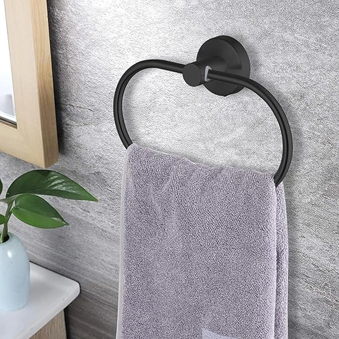 Black Bathroom Accessories Set, 7 Pieces Black Towel Bar Bathroom Hardware Set, 31.5 Inch Towel Racks for Bathroom, SUS304 Stainless Steel Bathroom Towel Holder Toilet Paper Holder Wall Mounted