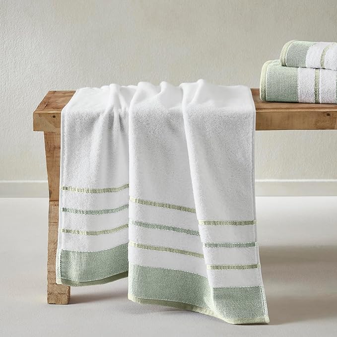 Great Bay Home Decorative Bath Towel Set - Luxury Cotton 4 Pack 54x27 Bath Towel Set - Luxurious, Ultra-Soft, Durable Towels for Bathroom Decor (Desert Sage Green/Moss Green)