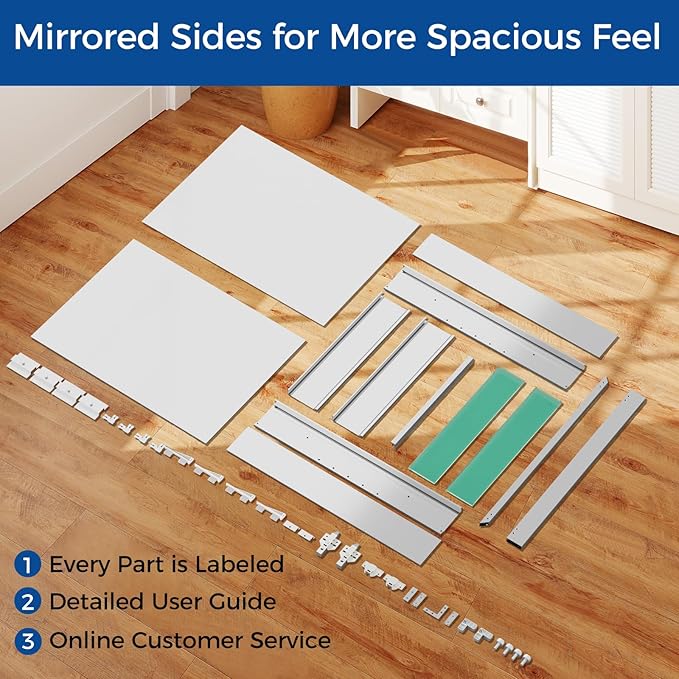 Bathroom Medicine Cabinet with Mirror, 20x26 Recessed or Wall Mirror Medicine Cabinet with Storage Adjustable Glass Shelves, Beveled Edge Mirrored Door with Aluminum Cabinet Hinges