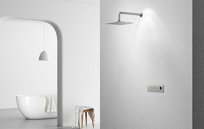 VBFF-Shower Head,rain shower head, 8 inch- Square Shower Head, 1.8 GPM Flow Rate, rainfall showerhead,VBFF07 (Brushed Nickel)
