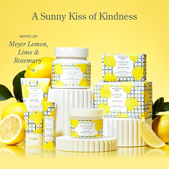 Beekman 1802 Goat Milk Body Soap Bar, Sunshine Lemon - Scented - 3.5 oz - Nourishes, Moisturizes & Hydrates - 100% Vegetable Soap with Lactic Acid - Good for Sensitive Skin - Cruelty Free