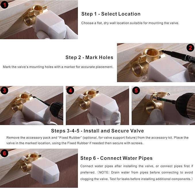 SKOWLL Single Function Shower Valve Kit, Wall Mount Shower Handle Valve Mixer Bathroom Single Handle Control Valve Kit Rough-in, Rose Gold Finshed