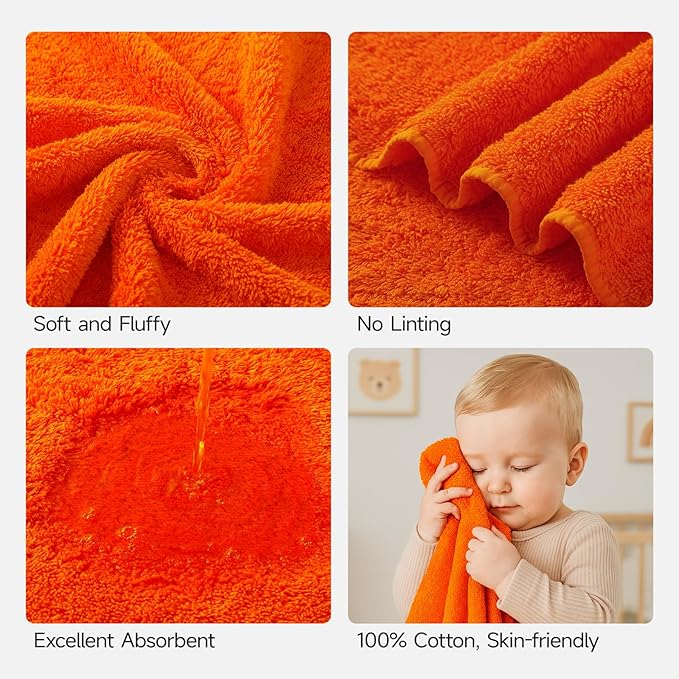 REDKISS 2 Piece Luxury Bath Towel Set - 31x62 inch Oversized Thick Bath Sheets, 100% Cotton, 900 GSM, Super Soft, Highly Absorbent, Quick Dry Large Shower Towels for Bathroom, Pool, Gym, Spa, Orange