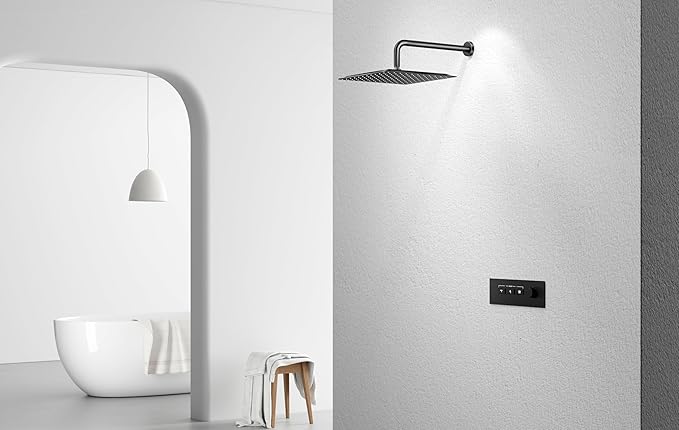 VBFF-Shower Head,rain shower head, 10 inch- Square Shower Head, 1.8 GPM Flow Rate, rainfall showerhead VBFF08(Matte Black)