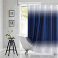Blue Shower Curtain 78 Inches Long, Modern Navy Blue and White Gradient Horizontal Stripe Waterproof Polyester Shower Curtains for Bathroom, 72x78 Inches
