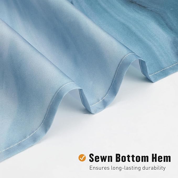 MitoVilla Blue Marble Shower Curtain, Modern Ombre Elegant Fabric Cloth Shower Curtains for Luxury Bathroom Decor, Abstract Chic Summer Watercolor Shower Curtain, 72x72