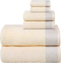 Belizzi Home 100% Cotton Ultra Soft 6 Pack Towel Set, Contains 2 Bath Towels 28x55 inchs, 2 Hand Towels 16x24 inchs & 2 Washcloths 12x12 inchs, Compact Lightweight & Highly Absorbant - Ivory