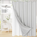 3 in 1 Extra Long Light Grey Shower Curtain Set-72 W x 84 H, Modern Waffle and PEVA Liner Set with 12 Stainless Steel Hooks, Waterproof Fabric for Bathroom