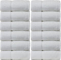Bare Cotton Luxury Hotel & Spa Towel 100% Genuine Turkish Wash Cloths Dobby Border, White, Set of 12