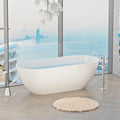 Abruzzo 59" Freestanding Bathtub Solid Surface - Oval Stone Resin Soaking Tub with Overflow & Pop-Up Drain, cUPC Certified Gloss White, Heavy Duty for Modern Bathroom