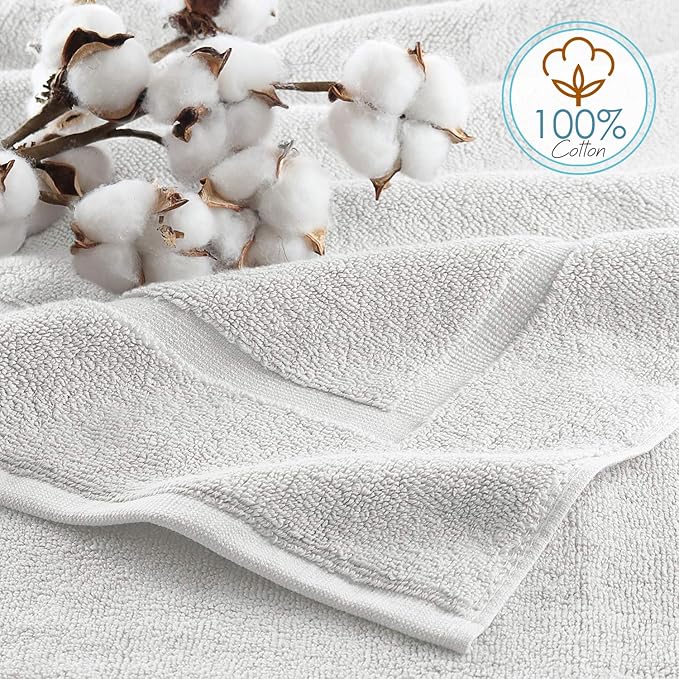 Hearth & Harbor Bath Mat Towels - 100% Ring Spun Cotton Luxury Towels - Ultra Soft & Highly Absorbent, Bathroom Towels, Floor Mat - White