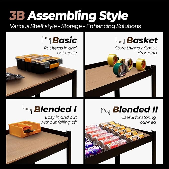 HOMEDANT House 5 Tier Laminated Metal Shelving Unit Adjustable Storage Utility Rack Heavy Duty Shelves Organization Multipurpose Shelf Kitchen Garage Pantry Closet (2, (L) 48.1" W, Black)