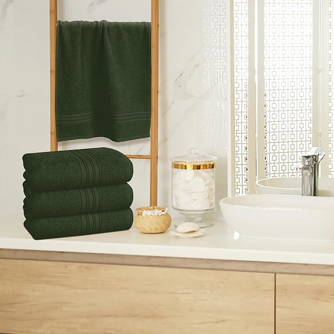 BOUTIQUO Ultra Soft Cotton 6 -Piece Hand Towel Set 16x24 Inch, Ideal for use in Bathroom, Kitchen, Gym, Spa & General Cleaning, Compact & Lightweight Multi Purpose Hand Towels - Olive Green