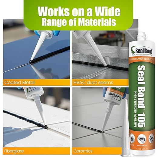 105 Adhesive Sealant – Marine/Industrial Grade, High Strength, UV Resistant, Flexible, Non-Flammable, Waterproof – Superior to Silicone – 10.1 oz – Black
