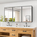 TETOTE 60" x 30" Black Recessed Medicine Cabinets Mirror Bathroom Storage Cabinet Mirror with Adjustable Shelves for Farmhouse Vanity