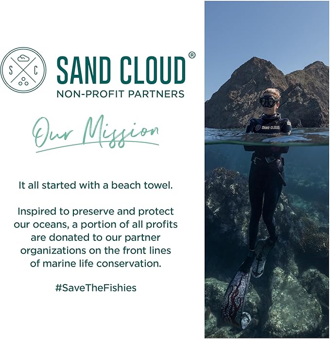 Sand Cloud Turkish Beach Towel - Sand Free - 100% Organic Turkish Cotton Yarn - Quick Dry Towel for Beach, Picnic, Blanket or Bath - As Seen on Shark Tank - Marine Life (Bubbles Turtle)