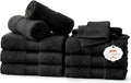 Ample Decor Wash Cloths Pack of 10, Oeko Tex Certified 600 GSM 100% Cotton Soft Absorbent, Premium Quality Durable Machine Washable, Ideal for Bathroom, Pool, Hotel, Spa – Black