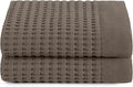 GILDEN TREE Waffle Hand Towels for Bathroom Quick Dry Large Luxury Lint Free Super Absorbent Cotton Hand Towels Set of 2, Modern Style (Stone)