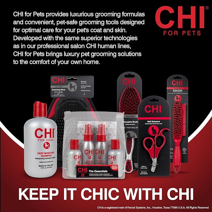 CHI for Dogs Detangling Grooming Glove - Dual-Sided Pet Glove for Wet or Dry Use - Dog Hair Remover and Deshedding Mitt for Gentle Brushing and Massaging - One Size Fits All