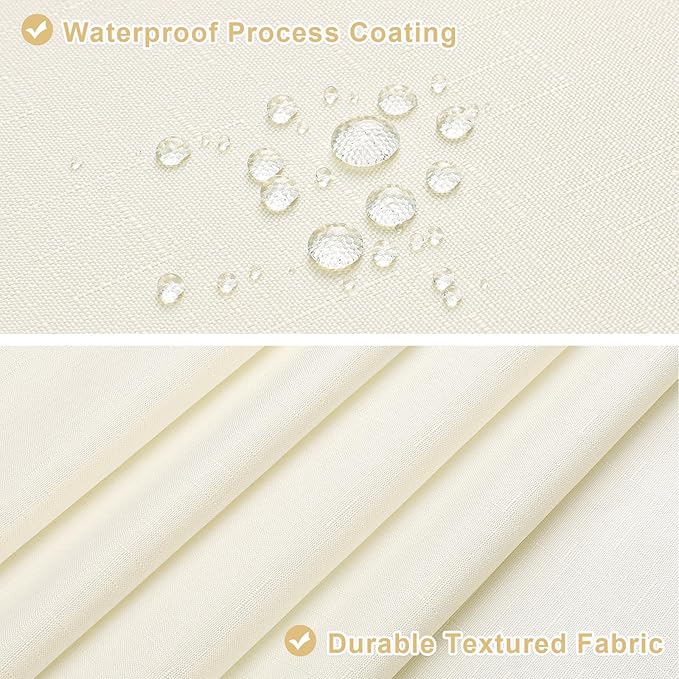 MitoVilla 3 in 1 Shower Curtain Set, Cream Boho Farmhouse Linen Textured Bath Curtain and Clear PEVA Liner Set with 12 Double Sided Steel Hooks, Waterproof Fabric Hotel Bathroom Curtain - 72x72