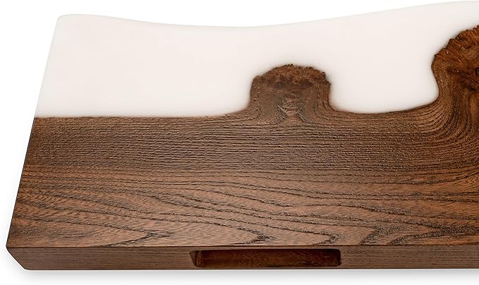 RWA Live Edge Floating Shelf – Unique Wood Floating Shelf for Wall Decor, Living Room, Bedroom, or Bathroom – Stylish Decorative Wall Shelves for Home & Office (Live Edge, White - 24x7)