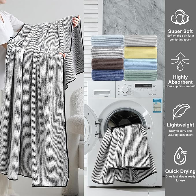 2-Pack Microfiber Bath Towels (27x54 Inches) - Ultra Soft & Quick Dry, 3X Absorbency, Lightweight for Gym, Yoga, Travel & Spa - Perfect for Home, Fitness & Post-Workout,