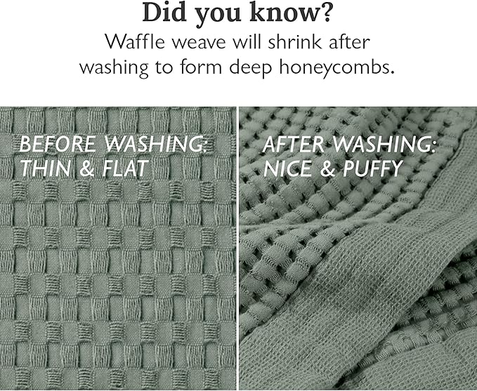 GILDEN TREE Waffle Towels for Bathroom Luxury 100% Cotton Bath Towels, Quick Dry Towel, Thin Super Absorbent Lint Free Shower Towels, Bath Towels Set of 2, Modern Style (Sage Grey)