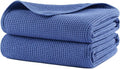 POLYTE 380 GSM Microfiber Oversize Quick Dry Lint Free Waffle Bath Towel for Body, 60 x 30 in, Set of 2