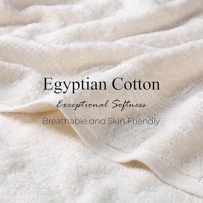 Superior Egyptian Cotton 2-Piece Bath Sheet Towel Set, Oversized Body Towels For Adults And Kids, Large Towel For Bath, Shower, Guest Bathroom, Spa, Gym, Resort, Essentials, Airbnb, Ivory