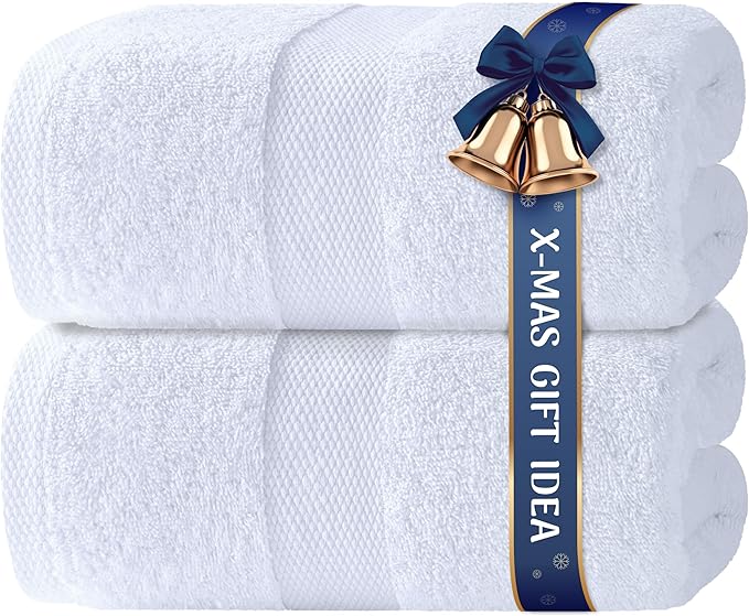 Bath Sheet Towels - 650 GSM Cotton Luxury Bath Towels Extra Large 35x70 | Highly Absorbent and Quick Dry | Hotel Quality Extra Large Bath Towels Oversized, White, 2 Pack