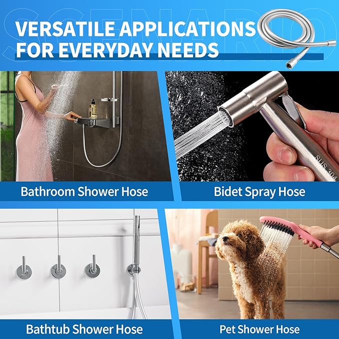 Extra Long Replacement Shower Hose Extension Handheld Shower Head Hose 79 Inches Flexible and Durable with Brass Insert and Nut