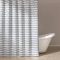 Amazon Basics Geometric Jacquard Fabric Shower Curtain for Bathroom, Lightweight, Waterproof and Washable, 72" W x 84" L, Grey Striped